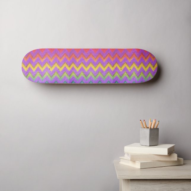 Rainbow Chevron by Shirley Taylor Skateboard (Wall Art (Horz))