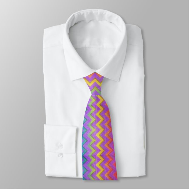 Rainbow Chevron by Shirley Taylor Tie (Tied)