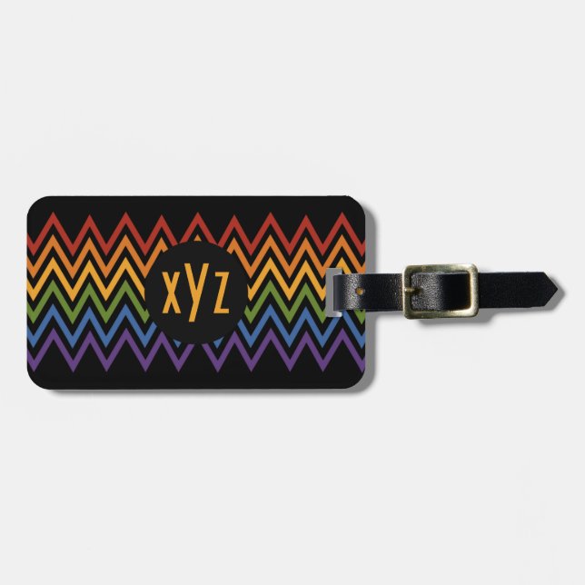Rainbow Chevron custom luggage tag (Front Horizontal)