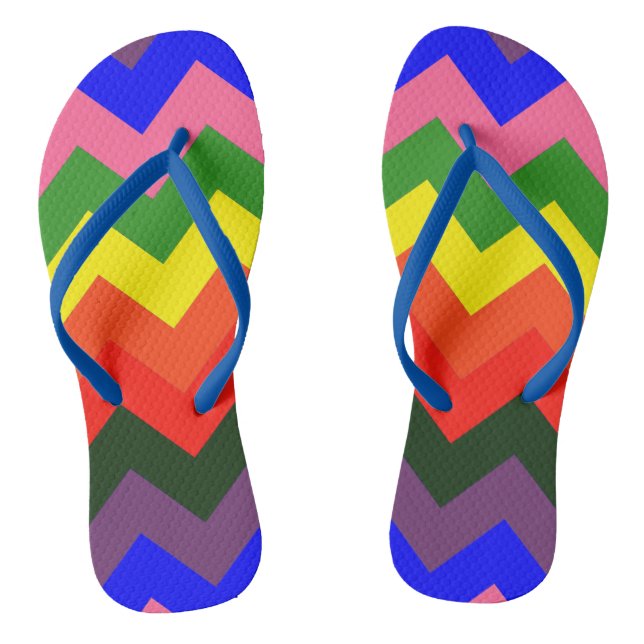 rainbow chevron flip flops sandals shoes (Footbed)