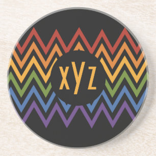 Rainbow Chevron Pattern custom custom coaster