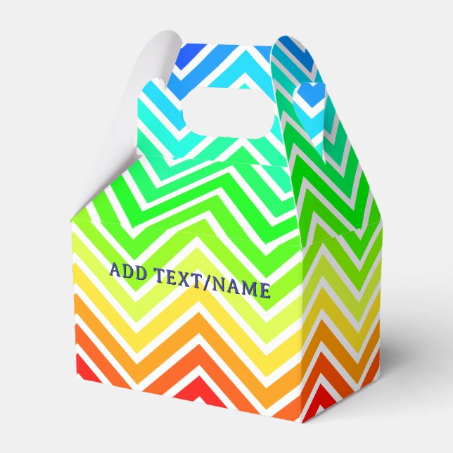 Rainbow Chevron Pattern Custom Name Favour Box (Front Side)