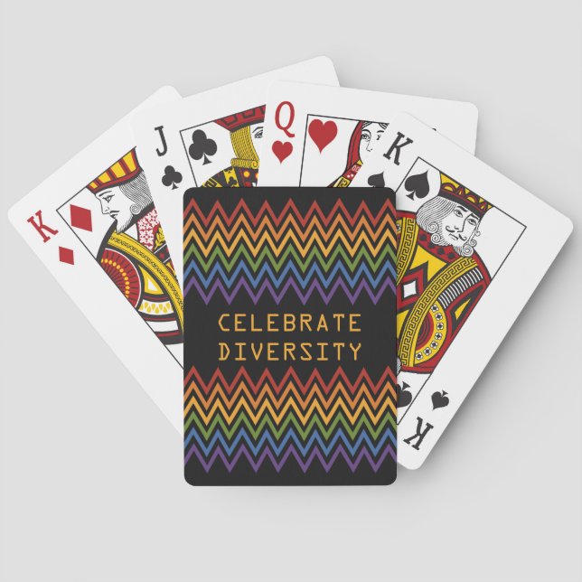 Rainbow Chevron Pattern custom playing cards (Back)