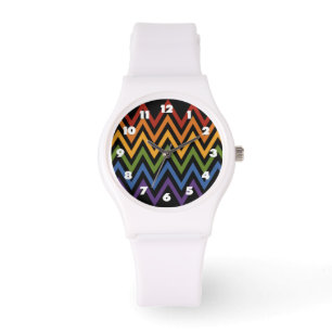 Rainbow Chevron Pattern watches