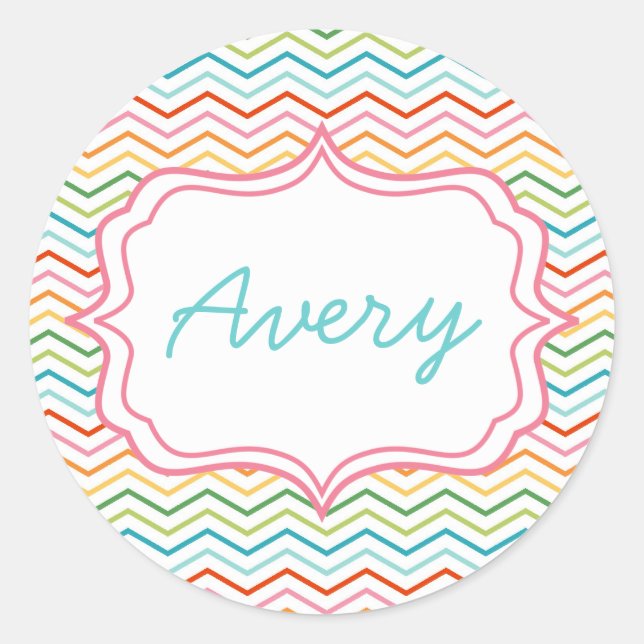 Rainbow Chevron STripe  Modern birthday Sticker (Front)
