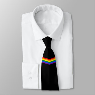 Rainbow Chevron Stripe Ribbon Gay Pride Men's Tie
