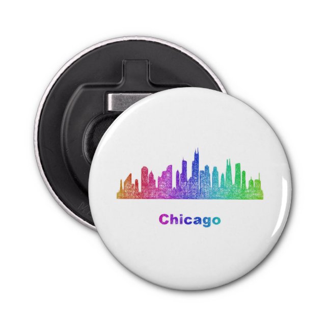 Rainbow Chicago skyline Bottle Opener (Front)