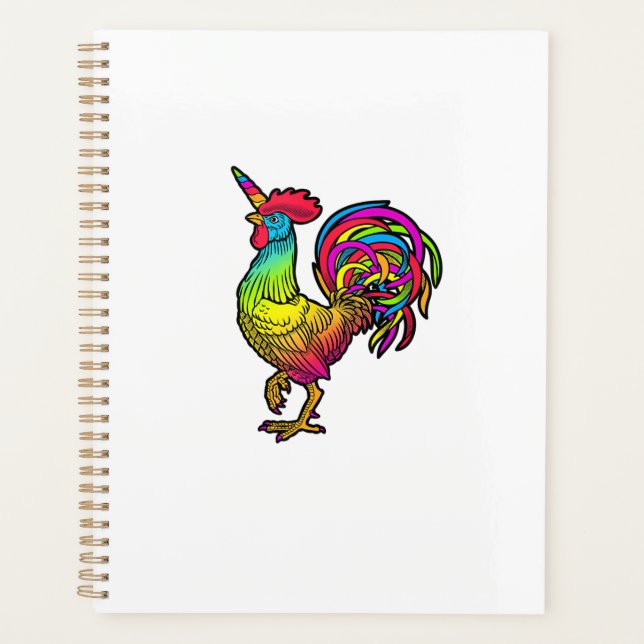 Rainbow Chicken Unicorn Rooster Funny Animal Image Planner (Front)
