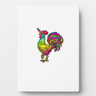 Rainbow Chicken Unicorn Rooster Funny Animal Image Plaque