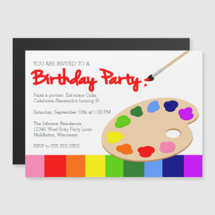 Rainbow Children's Painting Party Birthday Magnetic Invitation