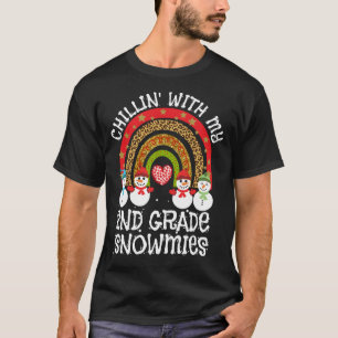 Rainbow Chillin With My 2nd Grade Snowmies Teacher T-Shirt