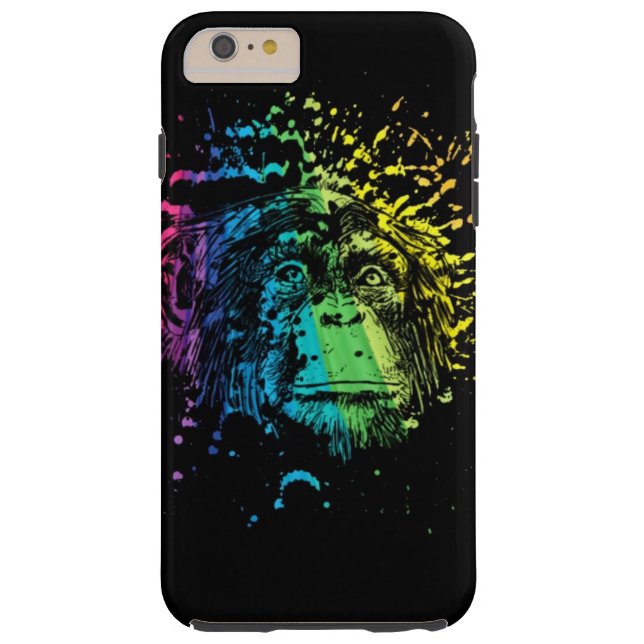 Rainbow Chimpanzee on Black Case-Mate iPhone Case (Back)
