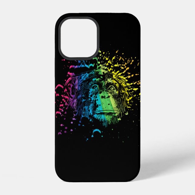Rainbow Chimpanzee on Black Case-Mate iPhone Case (Back)