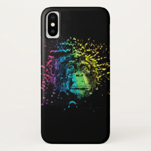 Rainbow Chimpanzee on Black Case-Mate iPhone Case