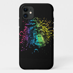 Rainbow Chimpanzee on Black Case-Mate iPhone Case