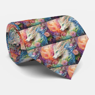 Rainbow Chinese Dragon Pattern Tie