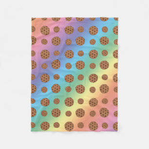 Rainbow chocolate chip cookies pattern fleece blanket