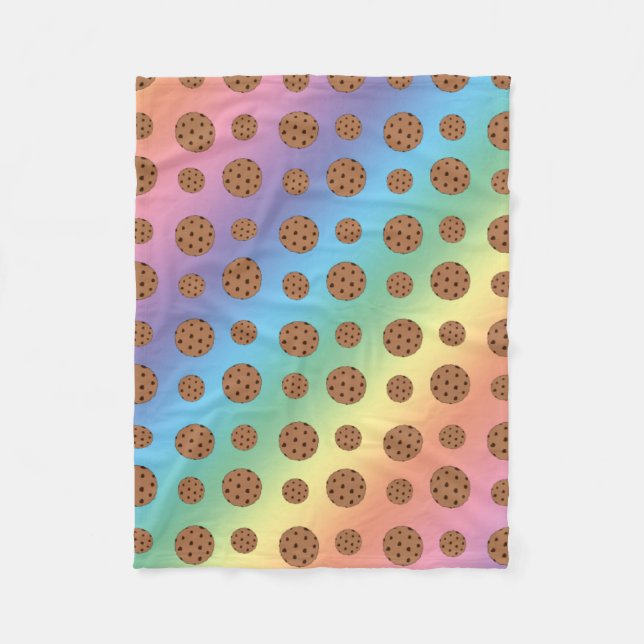 Rainbow chocolate chip cookies pattern fleece blanket (Front)