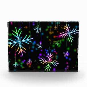 Rainbow Christmas Snowflakes Photo Block