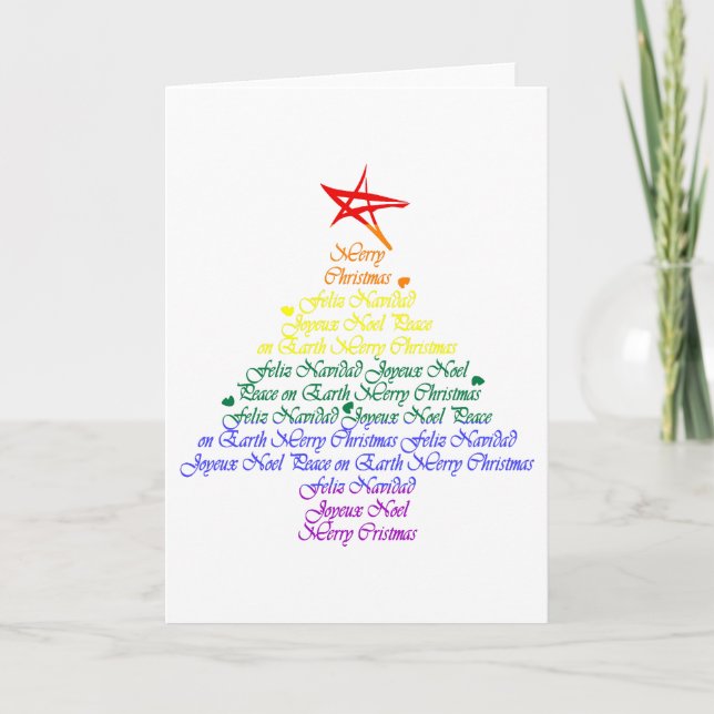 Rainbow Christmas Tree Holiday Card (Front)