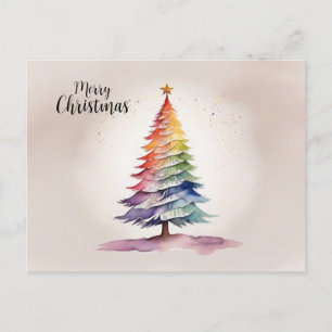 Rainbow Christmas Tree Holiday Postcard