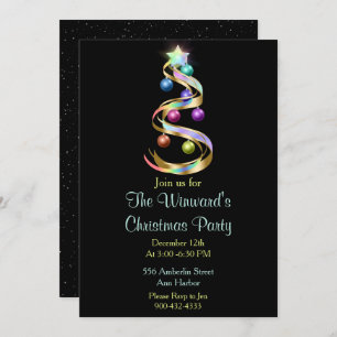 Rainbow Christmas Tree Invitation