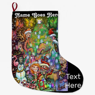 Rainbow Christmas Tree Large Christmas Stocking