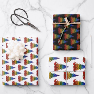 Rainbow Christmas Tree Wrapping Paper Sheet