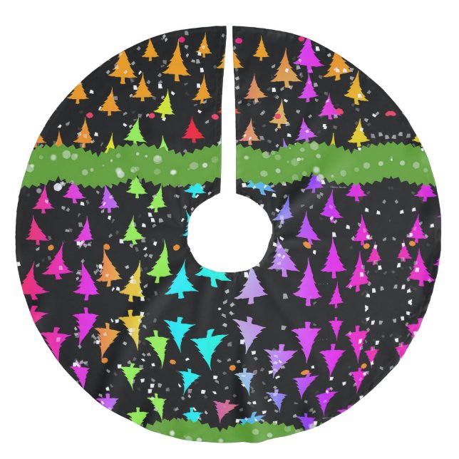 Rainbow Christmas Trees Brushed Polyester Tree Skirt (Front)