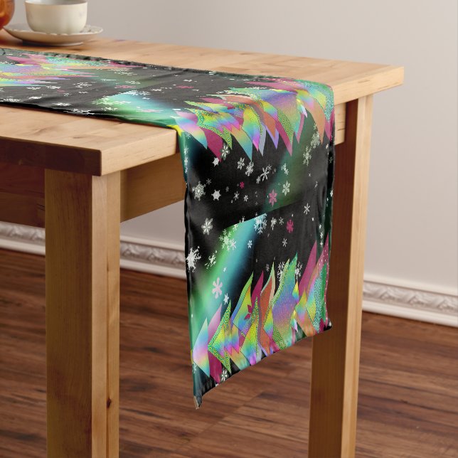 Rainbow Christmas Trees Short Table Runner (In Situ)
