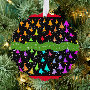 Rainbow Christmas Trees  Tree Decoration Card