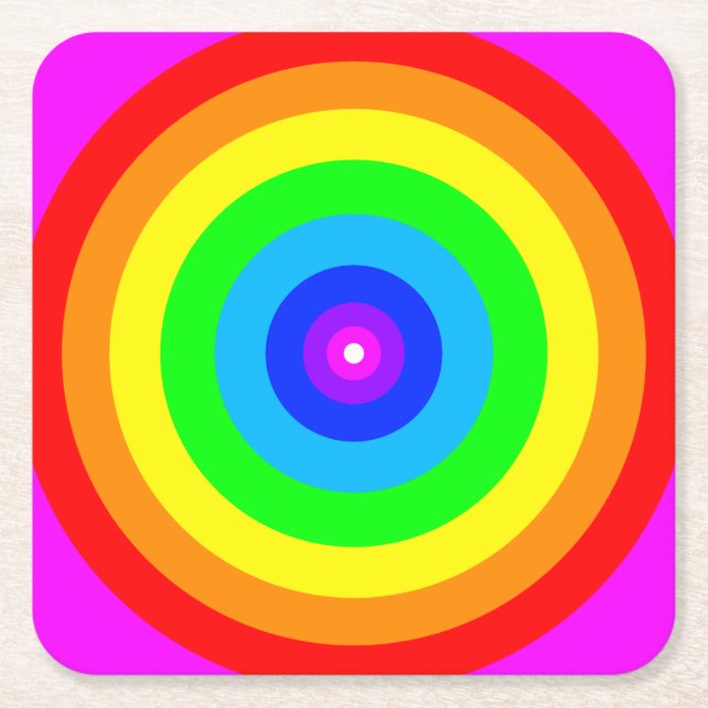 Rainbow Circle Design-40686 Square Paper Coaster (Front)