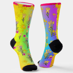 Rainbow Circle Of Floral Bouquets Socks