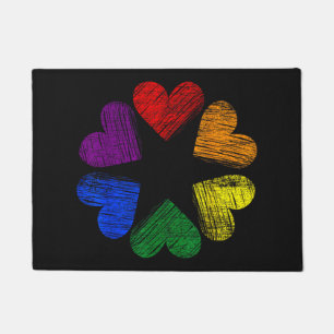 Rainbow Circle of Hearts Love Gay Pride LGBT Doormat