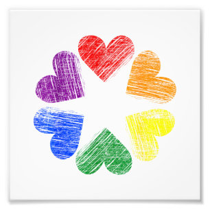 Rainbow Circle of Hearts Love Gay Pride LGBT Photo Print