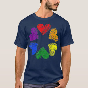 Rainbow Circle Of Hearts Love Gay Pride LGBT T-Shirt