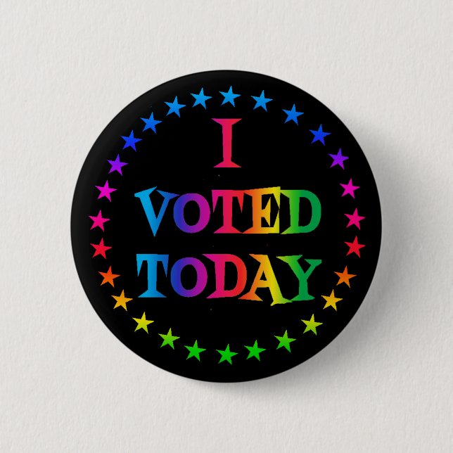 Rainbow Circle of Stars I VOTED TODAY LGBT 2.25" 6 Cm Round Badge (Front)