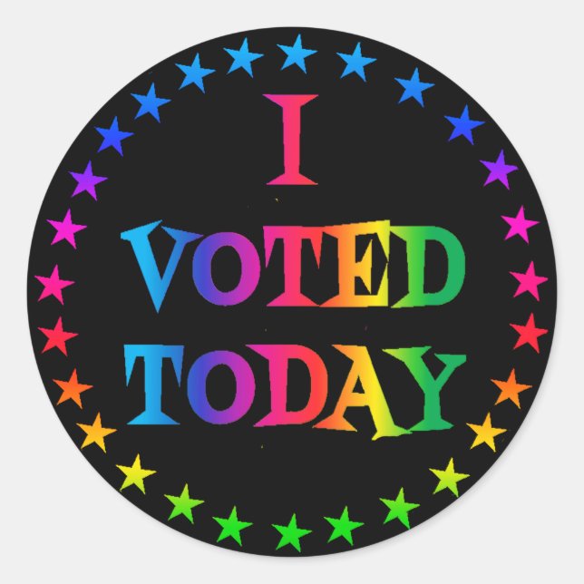Rainbow Circle of Stars "I Voted Today" LGBT 3" Classic Round Sticker (Front)