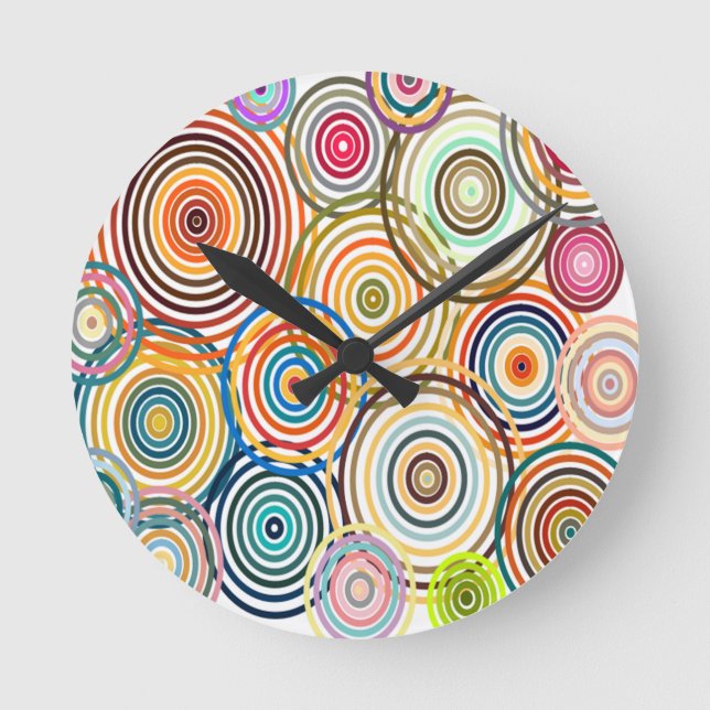 Rainbow Circles Round Clock (Front)