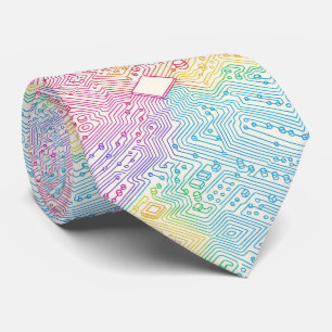 Rainbow Circuit Board Necktie – Colorful Tech Geek