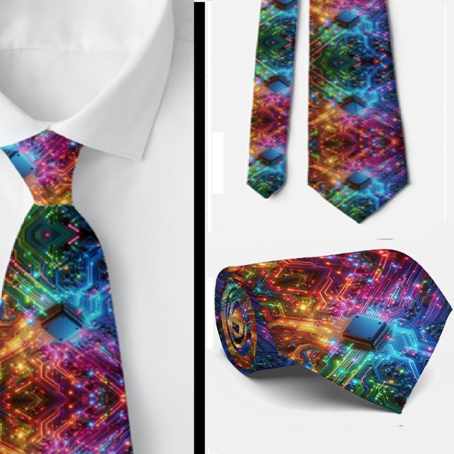 Rainbow Circuit Board Necktie – Colorful Tech Geek (Creator Uploaded)