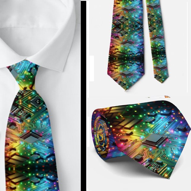 Rainbow Circuit Board Necktie – Colorful Tech Geek (Creator Uploaded)