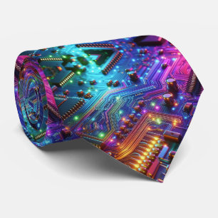Rainbow Circuit Board Necktie – Colourful Tech Gee