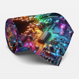 Rainbow Circuit Board Necktie – Colourful Tech Gee