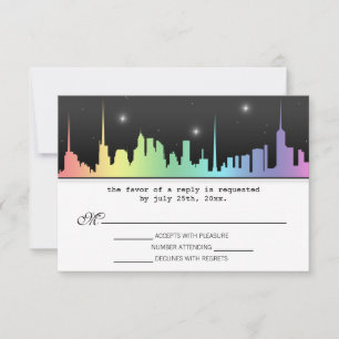 Rainbow City Skyline Reception RSVP Reply Cards