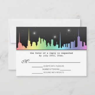 Rainbow City Skyline Reception RSVP Reply Cards
