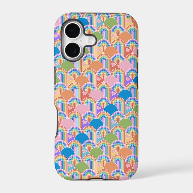 Rainbow Clamshell with hearts Phone Case (Back)