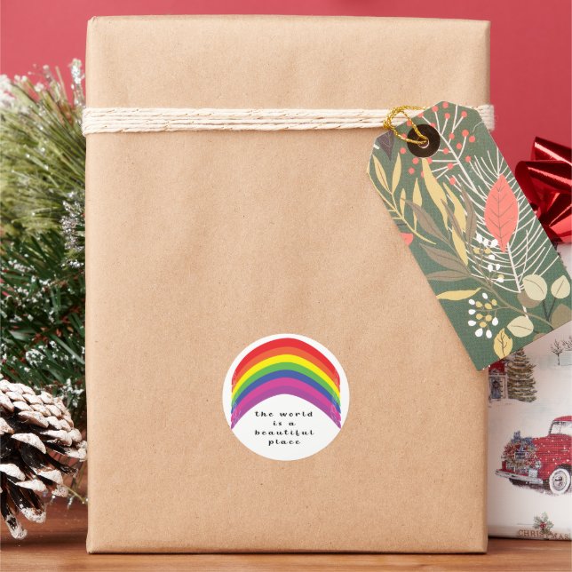 Rainbow  classic round sticker (Holiday)