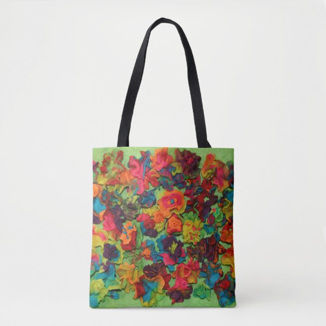 Rainbow Clay Flowers Tote Bag (Front)
