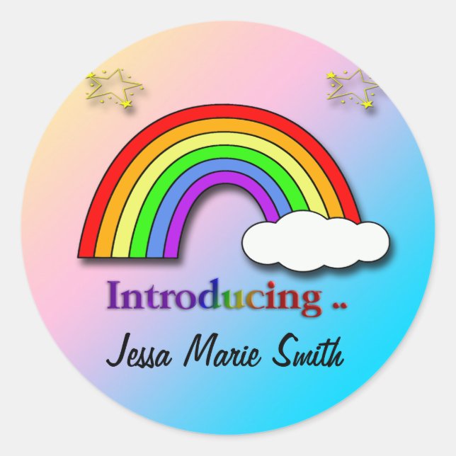 Rainbow Cloud Birth Announcement envelope seal (Front)